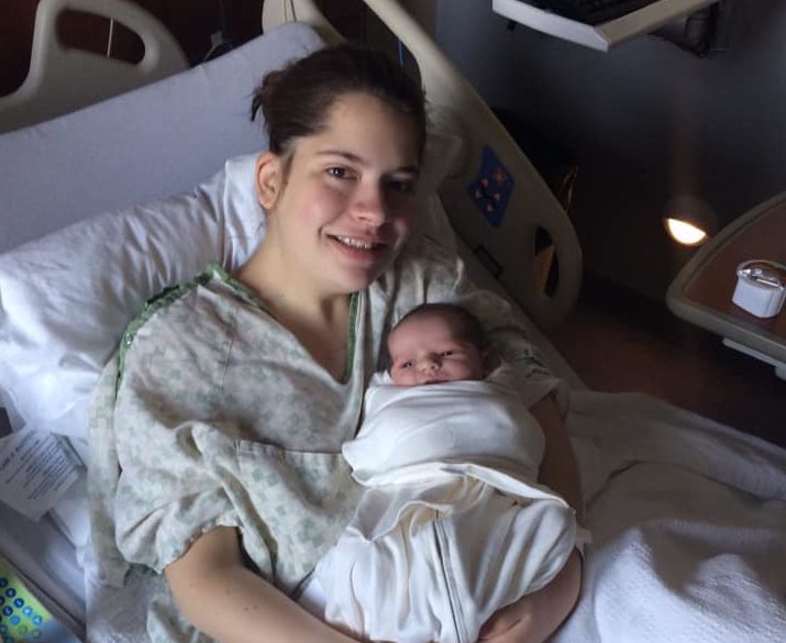 Newborn and mom in hospital